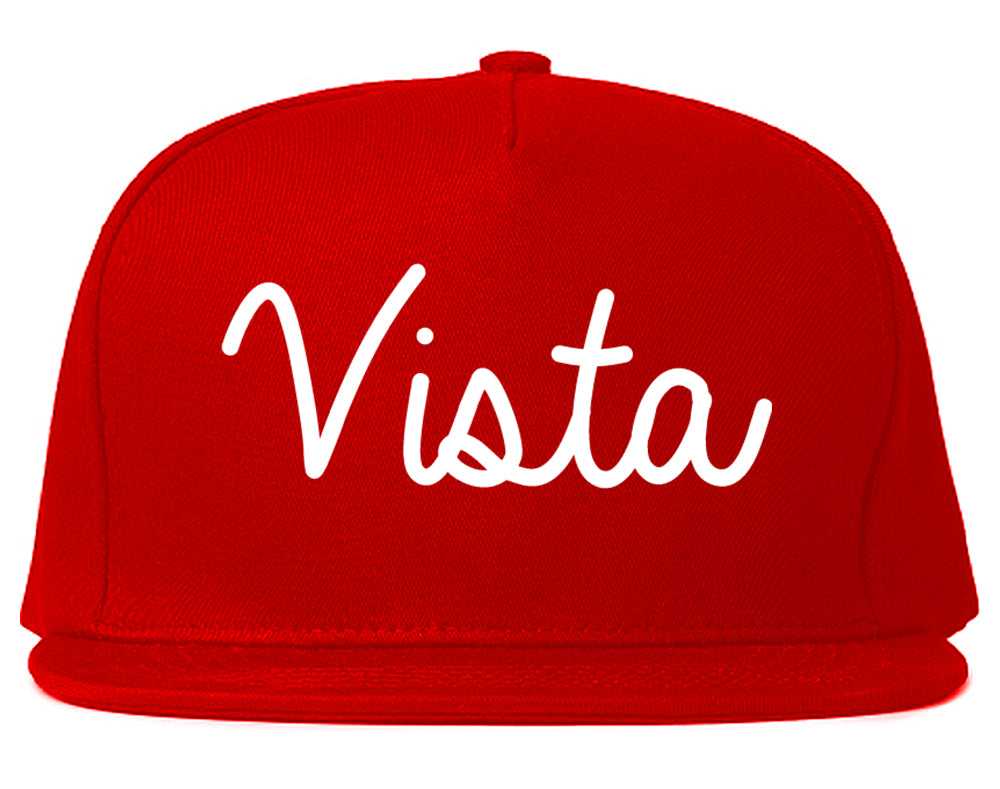Vista California CA Script Mens Snapback Hat Red