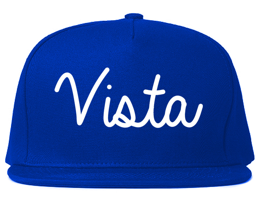 Vista California CA Script Mens Snapback Hat Royal Blue