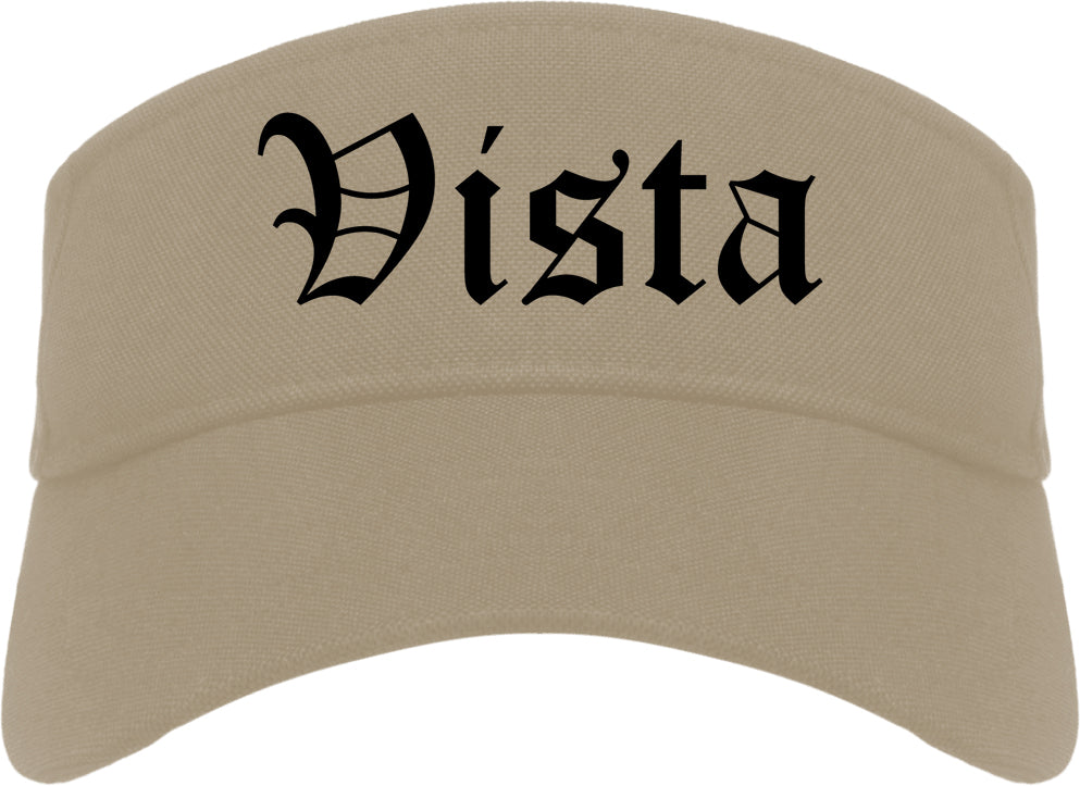 Vista California CA Old English Mens Visor Cap Hat Khaki