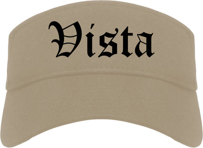 Vista California CA Old English Mens Visor Cap Hat Khaki
