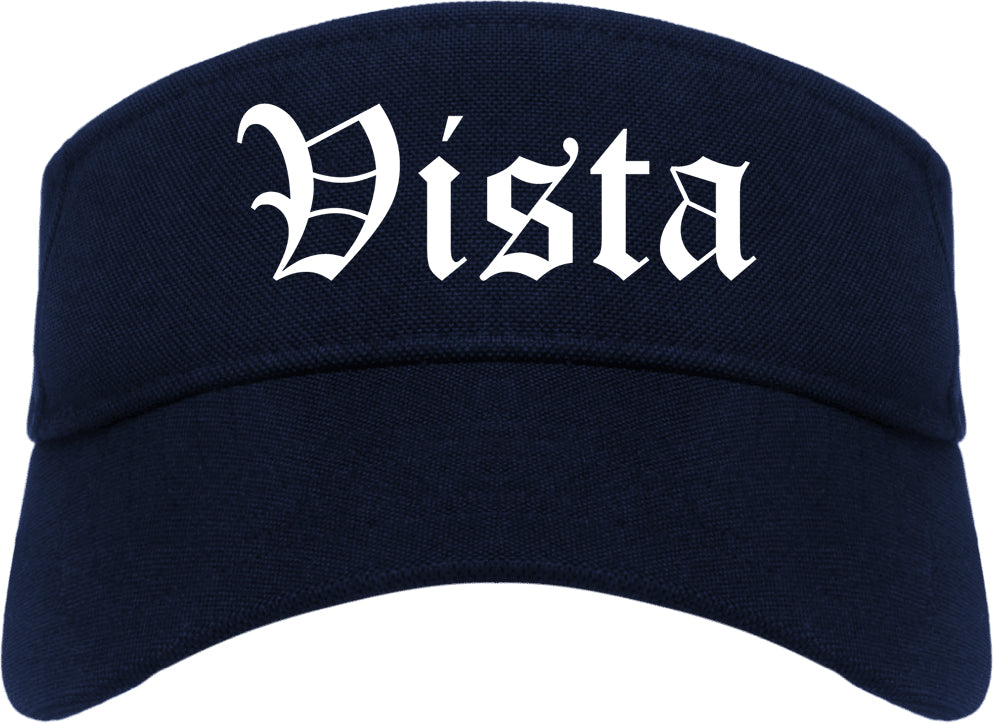 Vista California CA Old English Mens Visor Cap Hat Navy Blue
