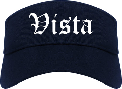Vista California CA Old English Mens Visor Cap Hat Navy Blue