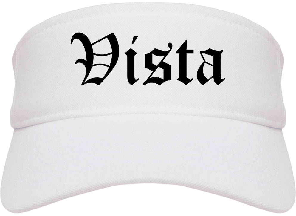 Vista California CA Old English Mens Visor Cap Hat White