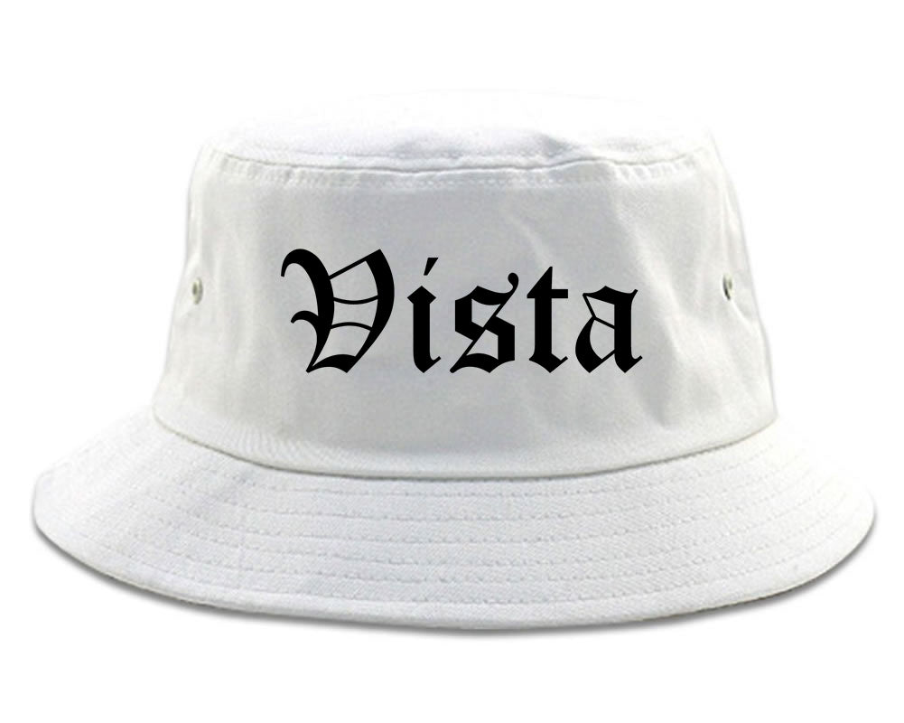 Vista California CA Old English Mens Bucket Hat White