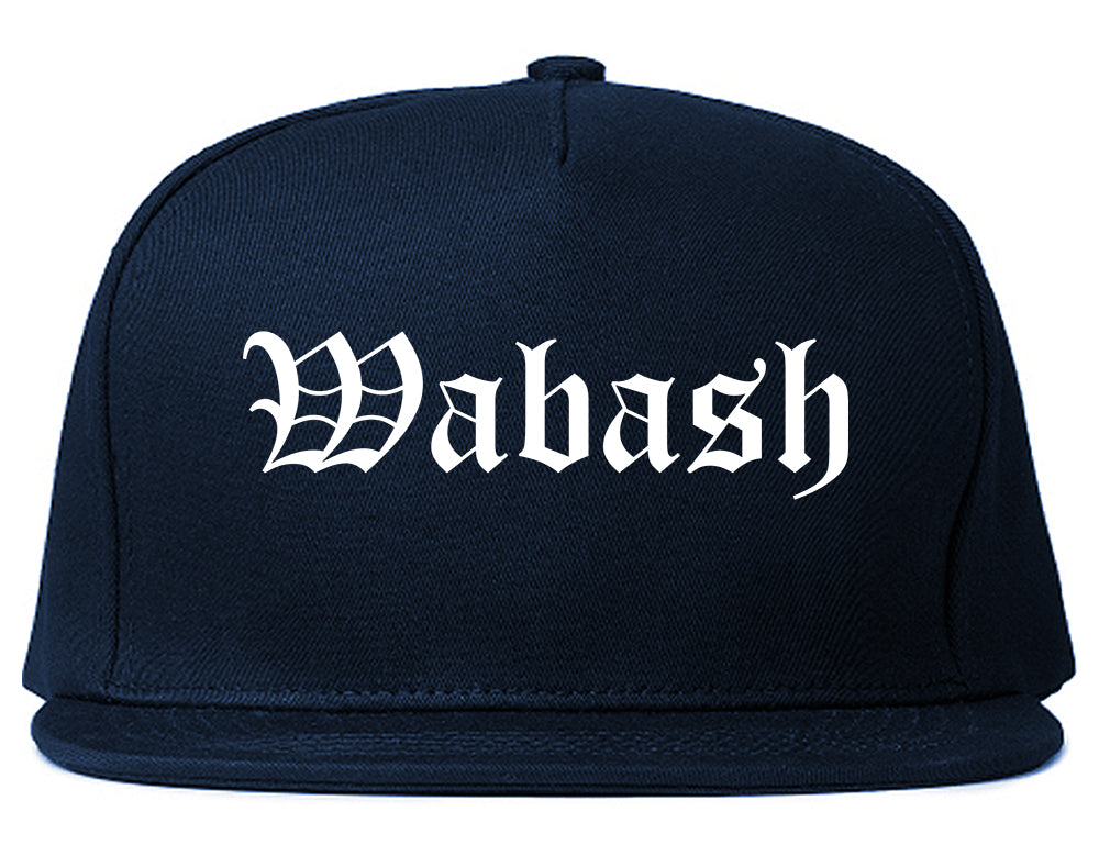 Wabash Indiana IN Old English Mens Snapback Hat Navy Blue