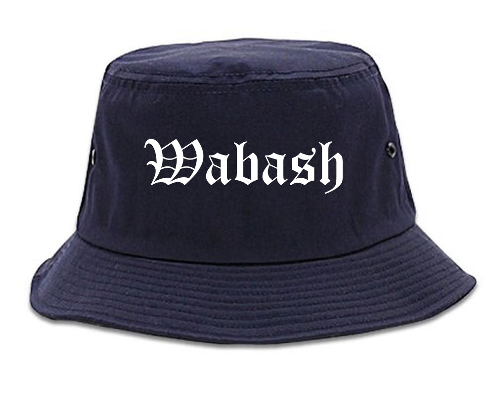 Wabash Indiana IN Old English Mens Bucket Hat Navy Blue