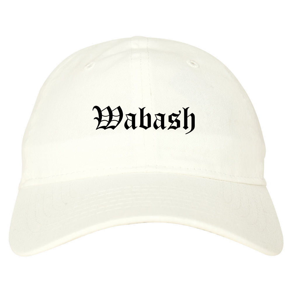 Wabash Indiana IN Old English Mens Dad Hat Baseball Cap White
