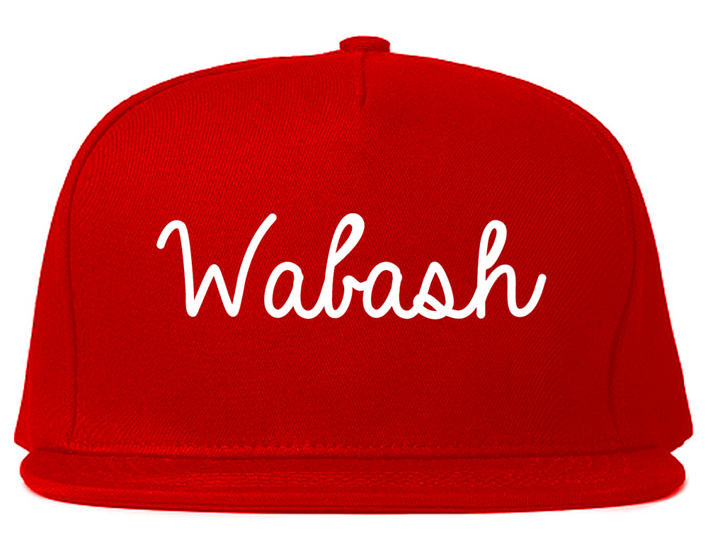Wabash Indiana IN Script Mens Snapback Hat Red