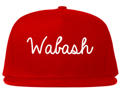 Wabash Indiana IN Script Mens Snapback Hat Red
