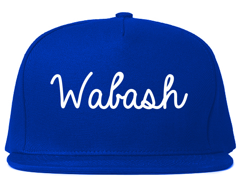Wabash Indiana IN Script Mens Snapback Hat Royal Blue