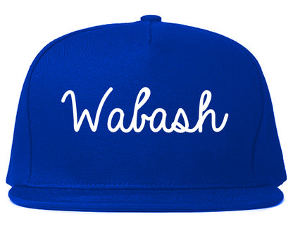 Wabash Indiana IN Script Mens Snapback Hat Royal Blue