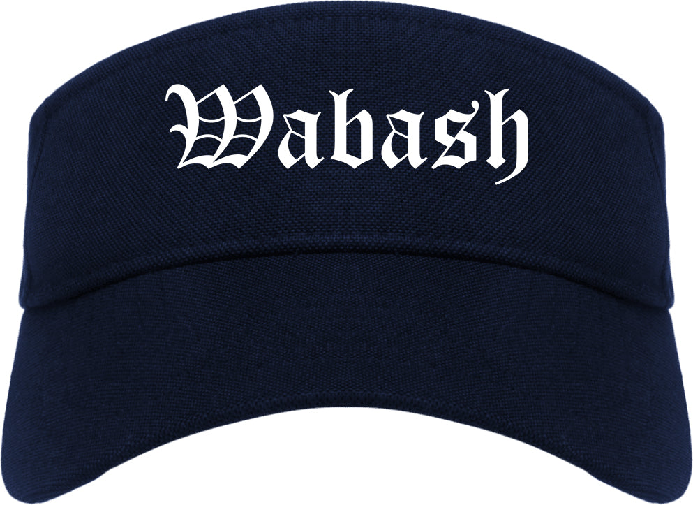 Wabash Indiana IN Old English Mens Visor Cap Hat Navy Blue