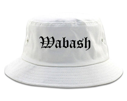 Wabash Indiana IN Old English Mens Bucket Hat White