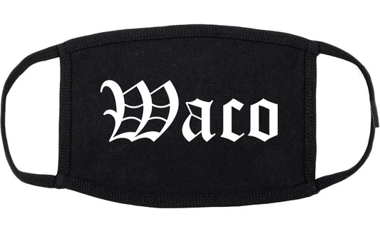 Waco Texas TX Old English Cotton Face Mask Black