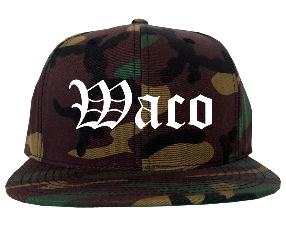 Waco Texas TX Old English Mens Snapback Hat Army Camo