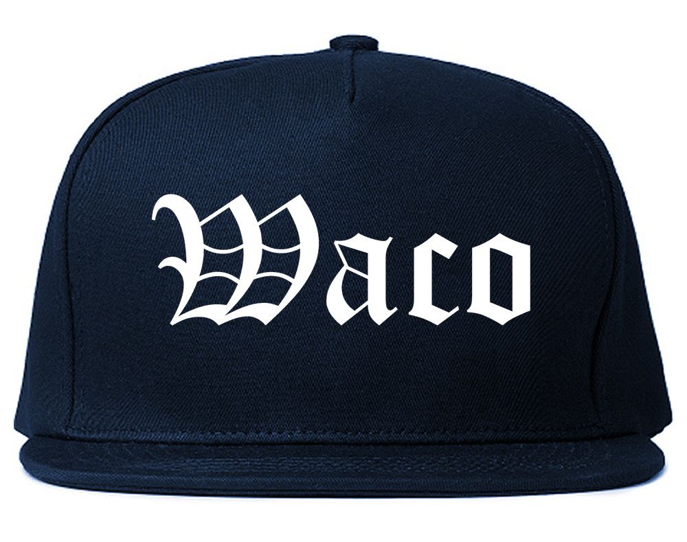Waco Texas TX Old English Mens Snapback Hat Navy Blue