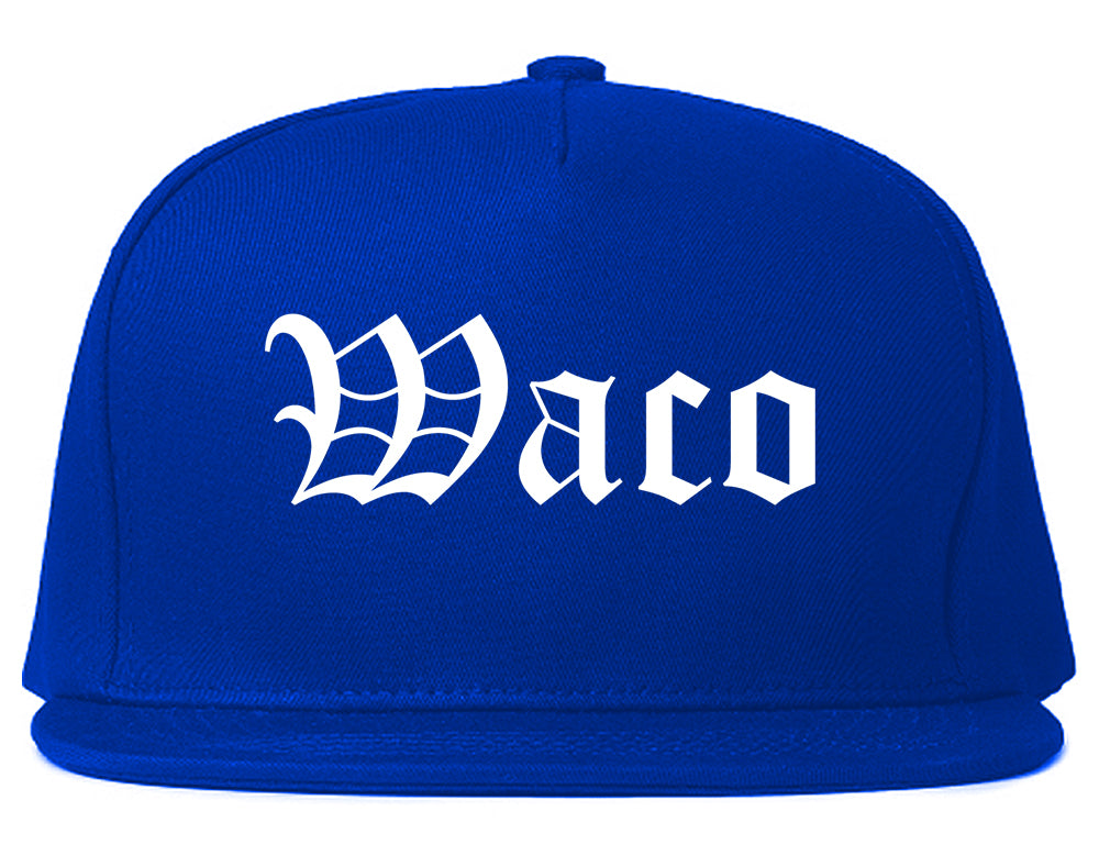 Waco Texas TX Old English Mens Snapback Hat Royal Blue