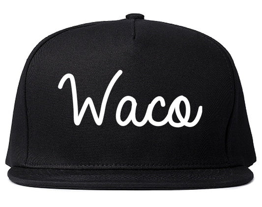 Waco Texas TX Script Mens Snapback Hat Black