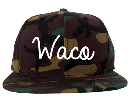Waco Texas TX Script Mens Snapback Hat Army Camo