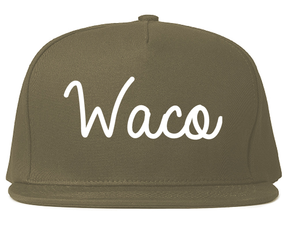 Waco Texas TX Script Mens Snapback Hat Grey