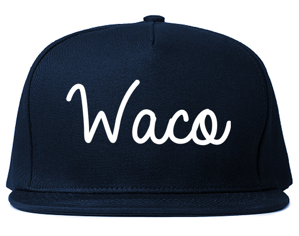 Waco Texas TX Script Mens Snapback Hat Navy Blue