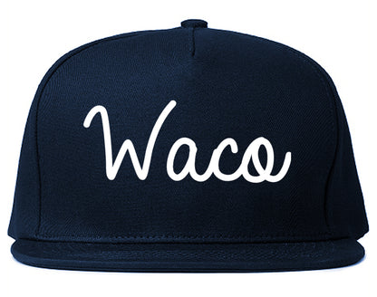 Waco Texas TX Script Mens Snapback Hat Navy Blue