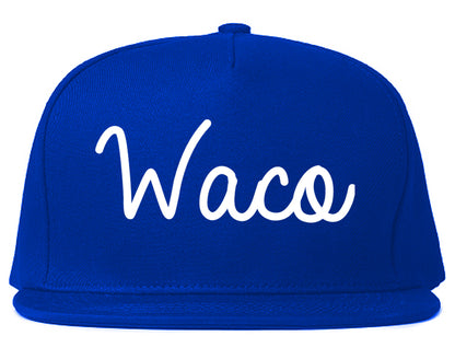 Waco Texas TX Script Mens Snapback Hat Royal Blue