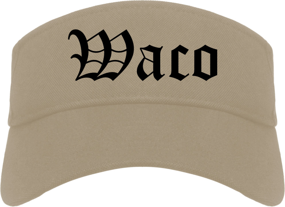 Waco Texas TX Old English Mens Visor Cap Hat Khaki