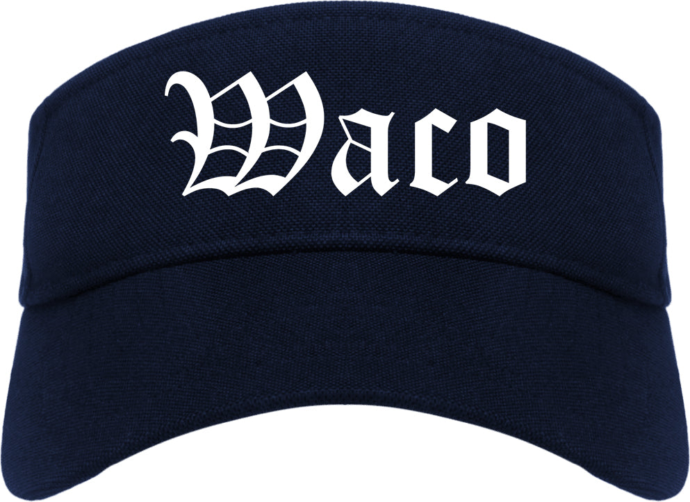 Waco Texas TX Old English Mens Visor Cap Hat Navy Blue