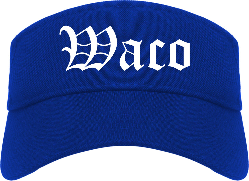 Waco Texas TX Old English Mens Visor Cap Hat Royal Blue