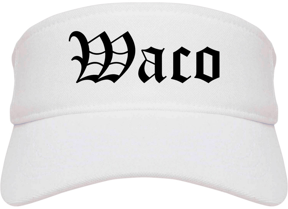 Waco Texas TX Old English Mens Visor Cap Hat White