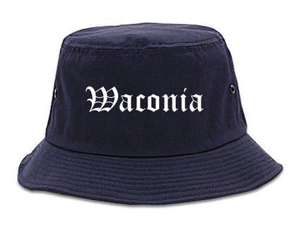 Waconia Minnesota MN Old English Mens Bucket Hat Navy Blue