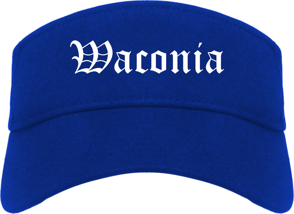 Waconia Minnesota MN Old English Mens Visor Cap Hat Royal Blue