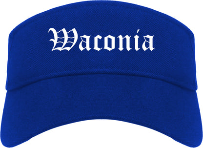 Waconia Minnesota MN Old English Mens Visor Cap Hat Royal Blue
