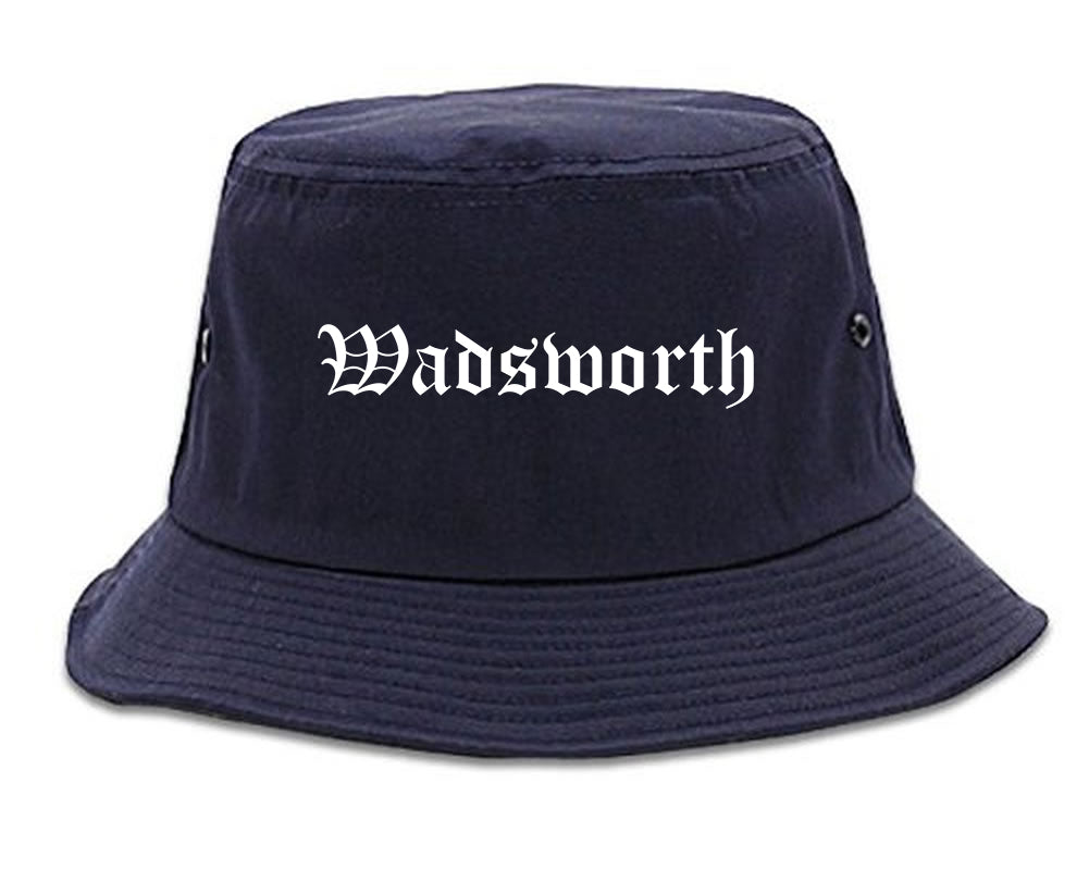 Wadsworth Ohio OH Old English Mens Bucket Hat Navy Blue