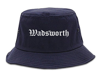 Wadsworth Ohio OH Old English Mens Bucket Hat Navy Blue