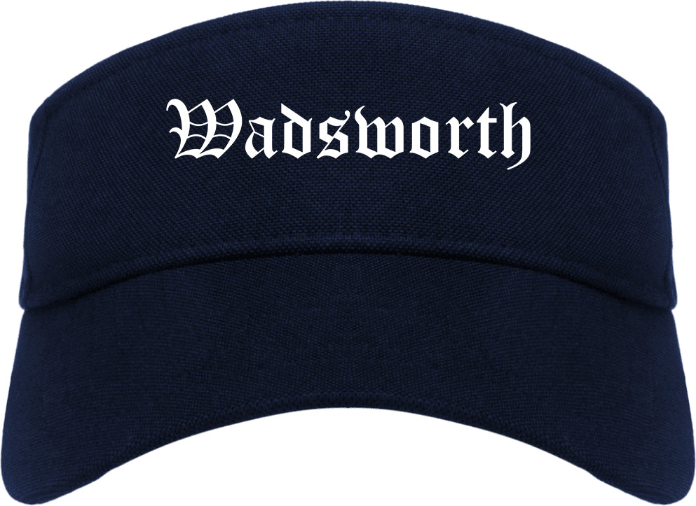 Wadsworth Ohio OH Old English Mens Visor Cap Hat Navy Blue