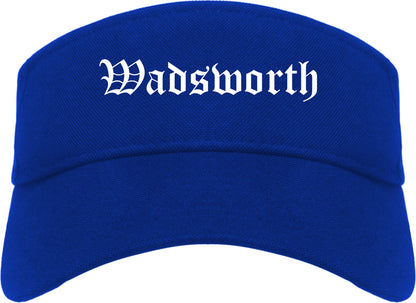 Wadsworth Ohio OH Old English Mens Visor Cap Hat Royal Blue