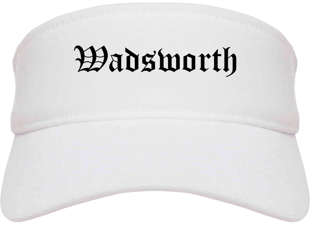 Wadsworth Ohio OH Old English Mens Visor Cap Hat White