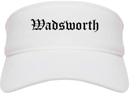 Wadsworth Ohio OH Old English Mens Visor Cap Hat White