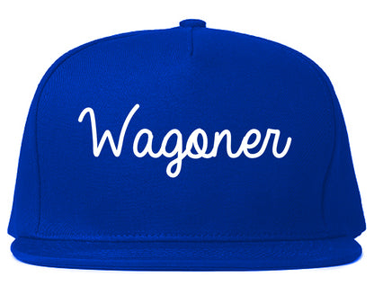 Wagoner Oklahoma OK Script Mens Snapback Hat Royal Blue