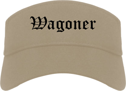 Wagoner Oklahoma OK Old English Mens Visor Cap Hat Khaki