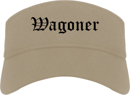 Wagoner Oklahoma OK Old English Mens Visor Cap Hat Khaki