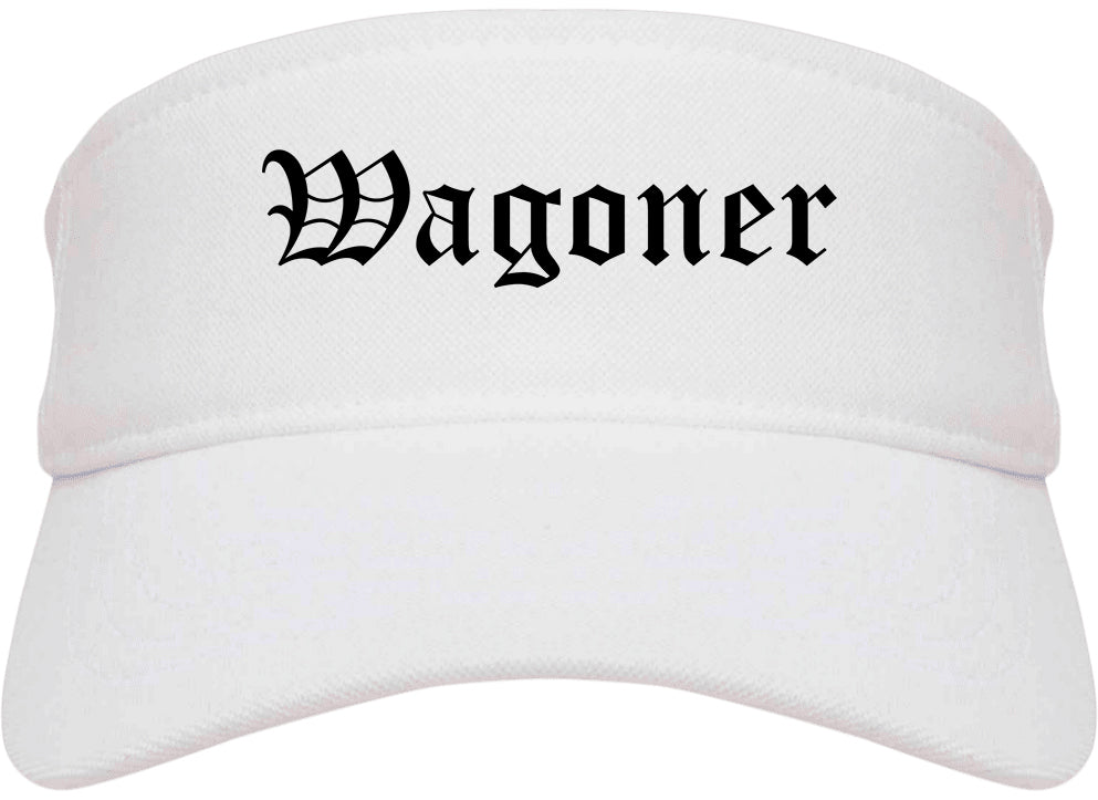 Wagoner Oklahoma OK Old English Mens Visor Cap Hat White