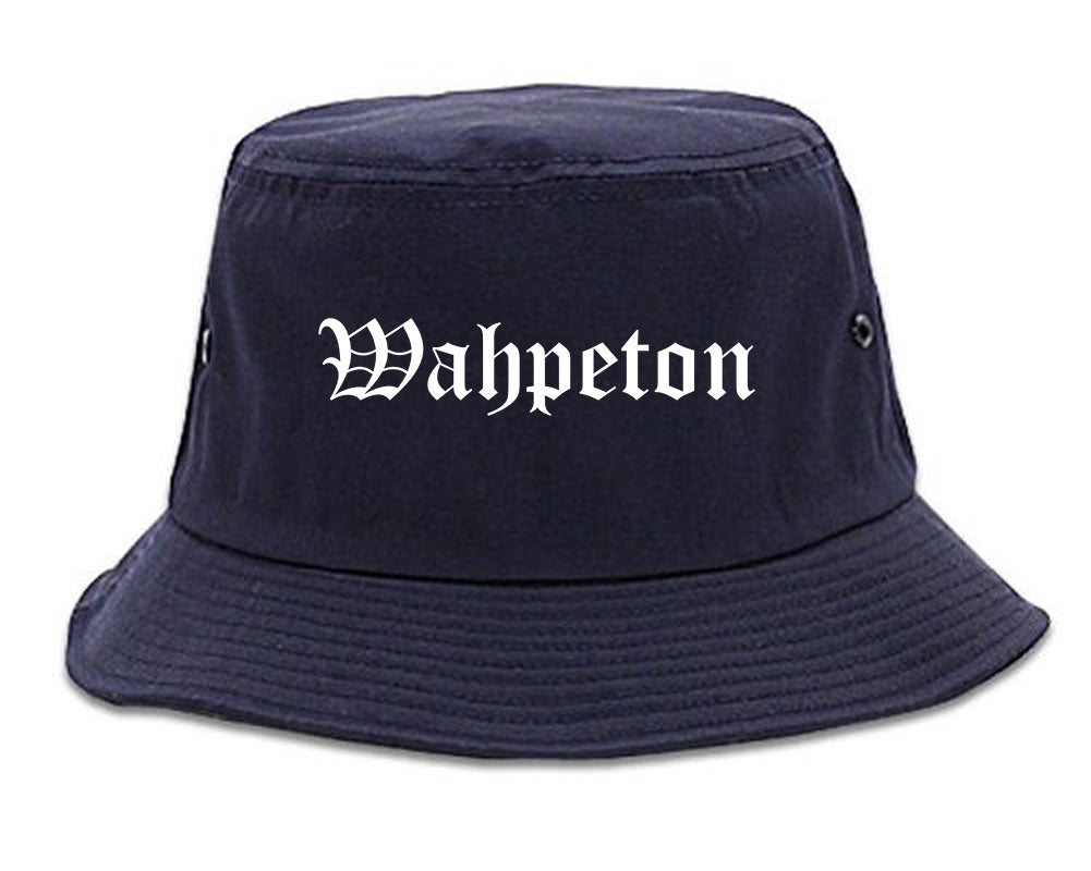 Wahpeton North Dakota ND Old English Mens Bucket Hat Navy Blue