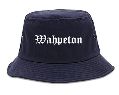 Wahpeton North Dakota ND Old English Mens Bucket Hat Navy Blue