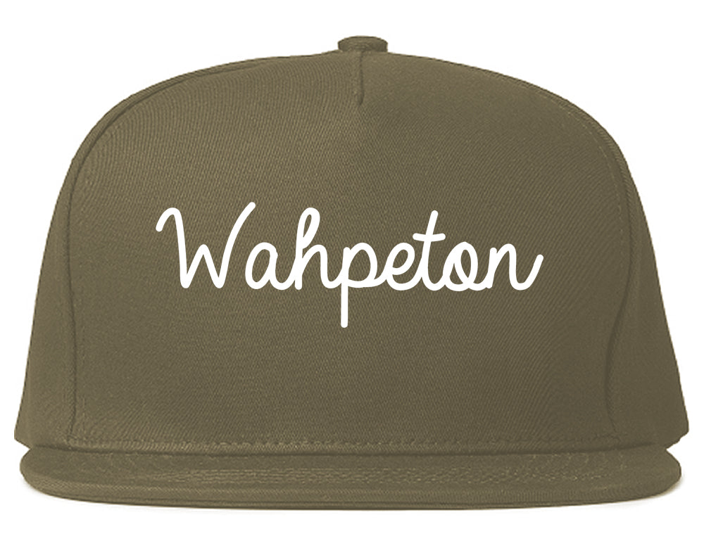 Wahpeton North Dakota ND Script Mens Snapback Hat Grey