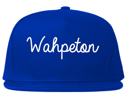 Wahpeton North Dakota ND Script Mens Snapback Hat Royal Blue