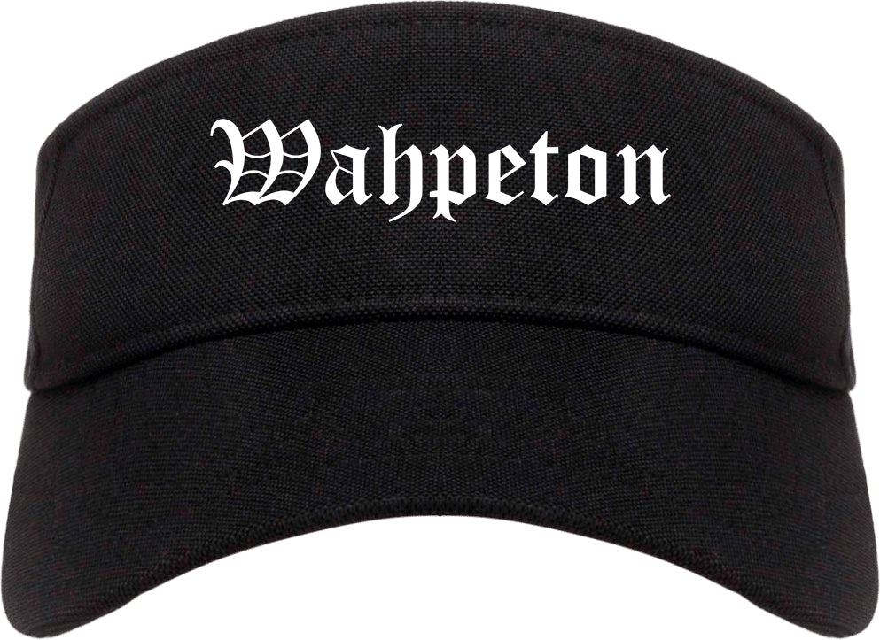 Wahpeton North Dakota ND Old English Mens Visor Cap Hat Black