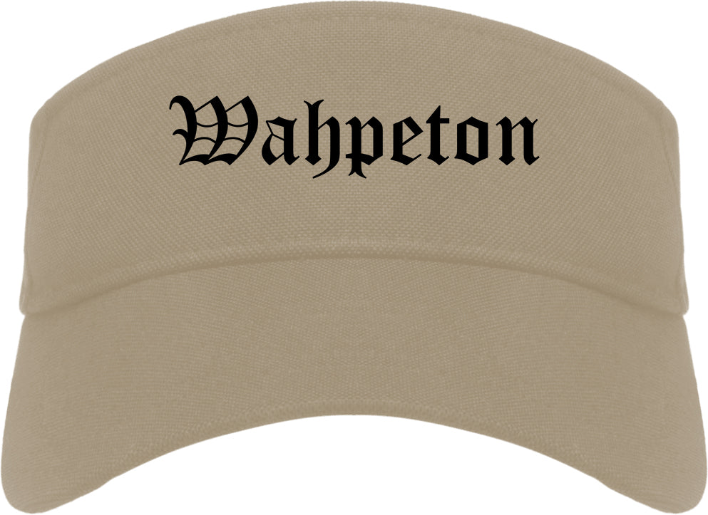 Wahpeton North Dakota ND Old English Mens Visor Cap Hat Khaki